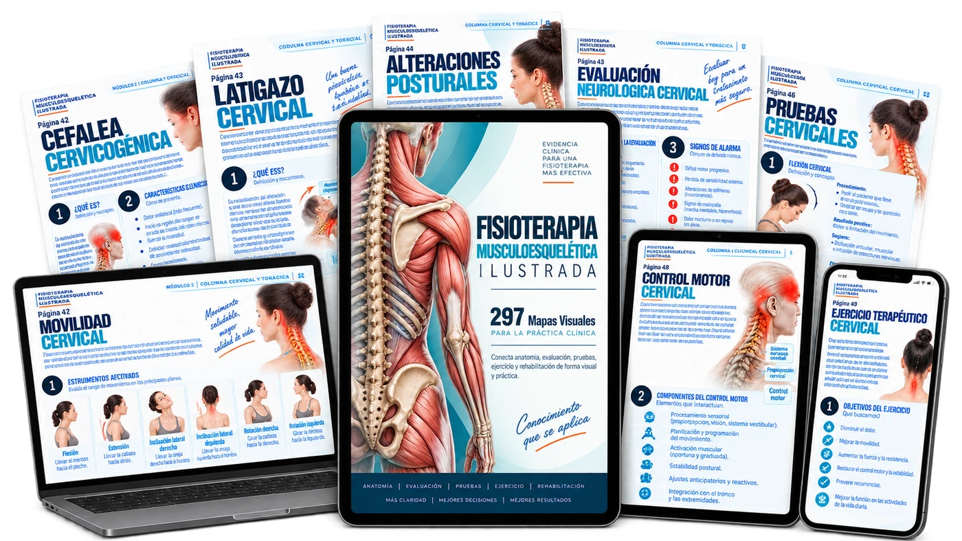 Colección organizada de mapas visuales de fisioterapia musculoesquelética